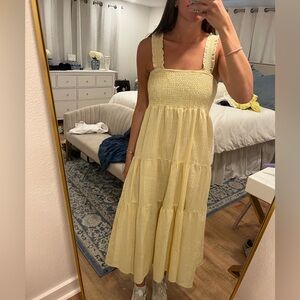 Yellow Seersucker Midi Dress
